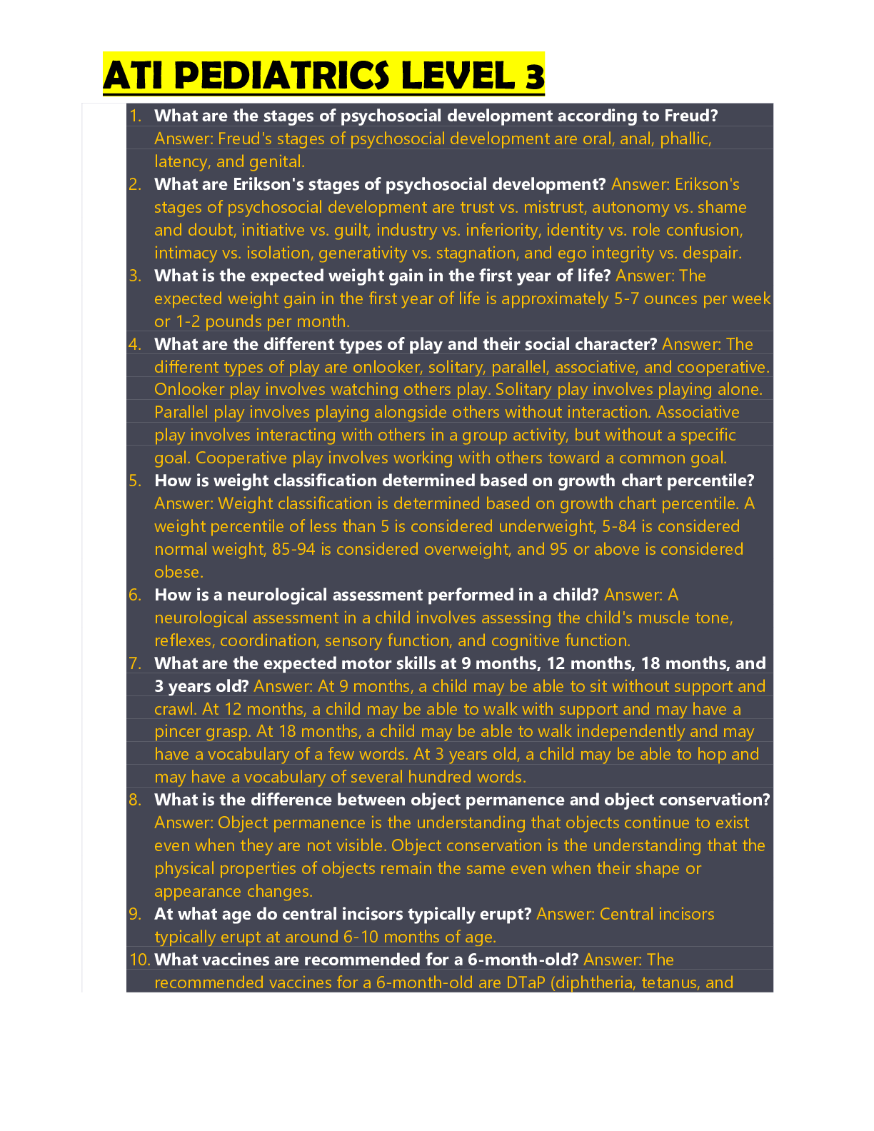 Preview image for ATI PEDIATRICS LEVEL 3